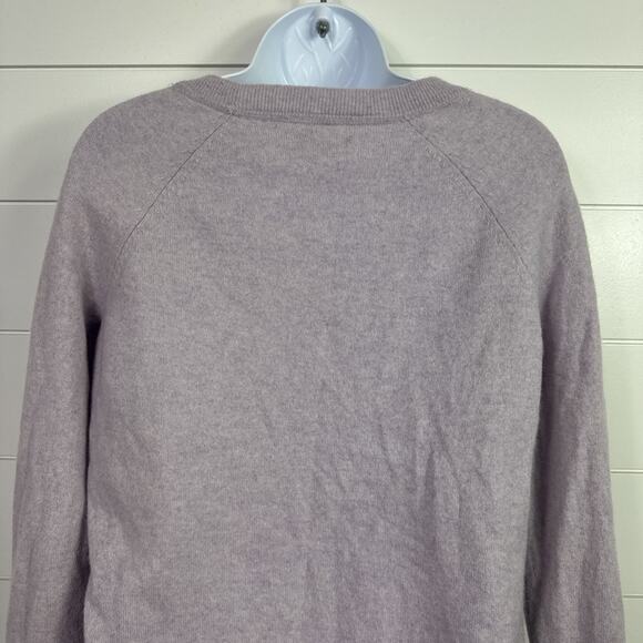 APT 9 100% Cashmere Striped Long Sleeve Pullover Sweater Purple Gray sz M - Picture 6 of 7